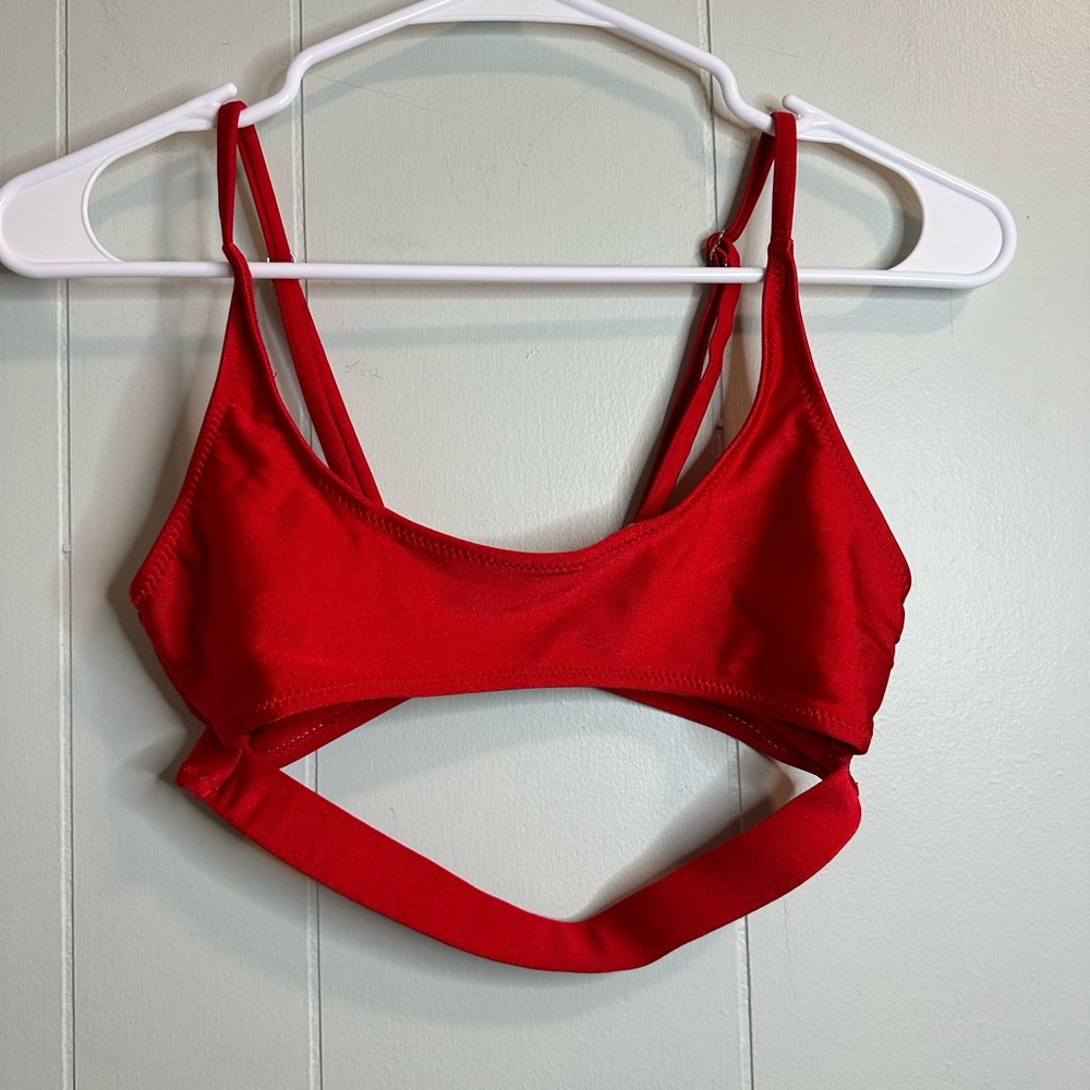 Red Sleek Cutout Bra with Adjustable Straps